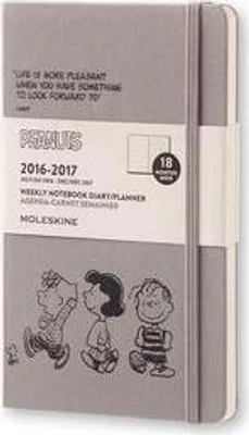 Produktbild von Moleskine Taschenkalender, 18 Monate, Peanuts, Wochen Notizkalender, 2016/2017, Groß, A5, Hard Cover, dunkel grau