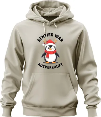 Produktbild von Rentier war t Pinguin Weihnachten lustig Geschenk Uni Hoodie Kapuzenpullover, Natur, S