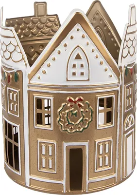 Produktbild von Clayre & Eef Teelichthalter Haus Ø 18x22 cm Beige Metall