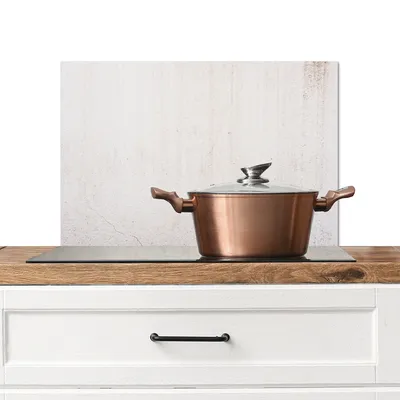 Obrázek produktu pro KitchenYeah® Splashback kitchen - Kuchyňský splashback - Ochrana stěny sporáku a dřezu - Beton - Stěna - Bílá 70x50 - Alu-Dibond (alternativa ke skleněnému splashbacku) - Tepelně odolný - Splashback na sporák -