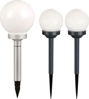 Produktbild von 3er Set LED Solar Steckleuchten, Kugel Design, weiß