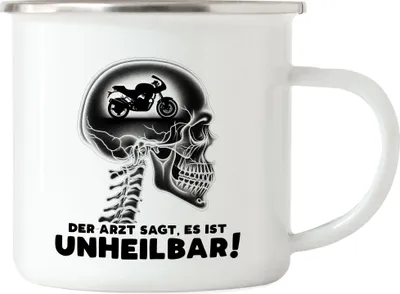 Produktbild von Der Arzt sagt es ist unheilbar Motorradfahrer Emaille Tasse - Unheilbare Biker Liebe