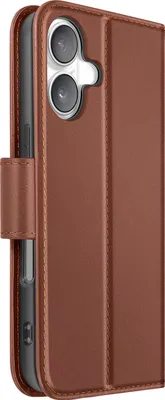 Produktbild von Avizar, Portemonnaie Etui iPhone 16 Plus Premium Leder mit Standfunktion, Braun