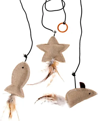 Image de Jouet pour chats Twinies avec plumes et herbe à chat naturelle 10 cm