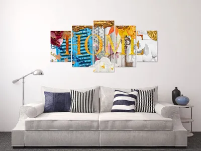 Produktbild von Akustikbild Home Abstrakt 200x100 cm Bilder Akustikschaum Hochleistungsschallabsorber Schallschutz Leinwand 5 tlg Wandbild Raumakustik Schalldämmung m-C-0027-b-p