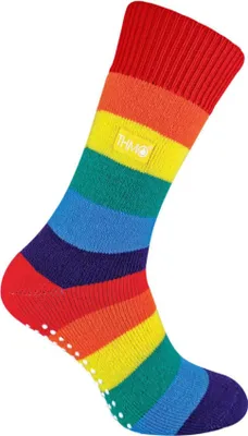 Produktbild von THMO Uni Regenbogen Socken Stricken Thermo Kuschelsocken mit Antirutsch ABS