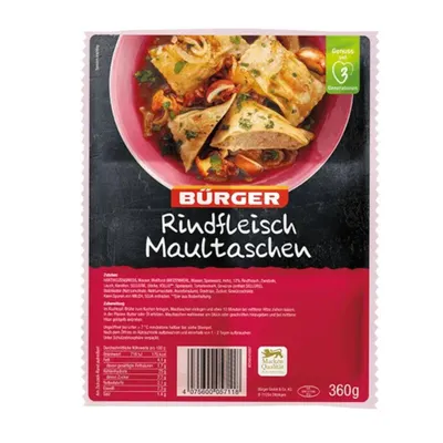 Produktbild von Bürger - Rindfleisch Maultaschen, 360 g Beutel