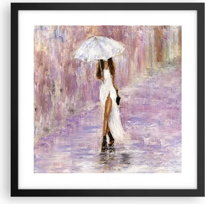 Produktbild von Gerahmtes Poster - Schwarzer Rahmen - Frau Regenschirm - 40x40 cm - Wand Bild - Wanddeko - Wandbilder - Kunstposter - Wandposter - Bilderrahmen - Bilder - Kunstdruck - Wandbild - P2BAC40x40-3822
