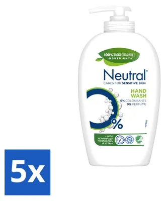 Immagine prodotto di 5 flaconi di sapone liquido neutro per pelli sensibili - 0% profumo e coloranti - 250 ml - confezione  - 5 pezzi