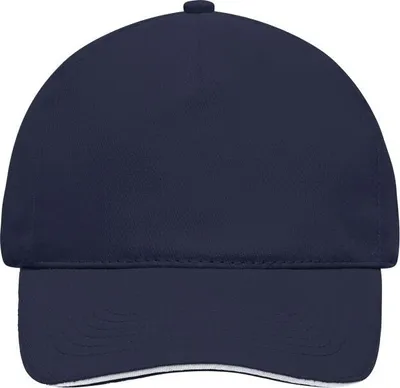 Produktbild von 5 Panel Cap mit kontrastfarbigem Sandwich navy/white, Gr. one size