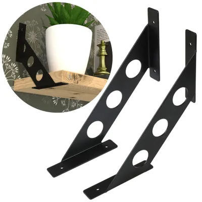 Produktbild von Moderne Regalträger für Wandregale, FLEX 200 x 200 mm, schwarz, 2 Stück