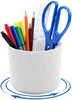 Produktbild von Unyqoos® Drehbarer Stiftehalter – 5 Fächer, 360° Organizer für Büro, Zuhause & Schule, kompakt 13 x 13 cm, Kunststoff