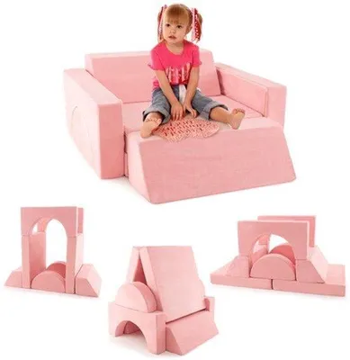 Imagen del producto de Cochecito de bebé – Set de juego modular de 8 piezas – Juguetes suaves y lavables – Diseño para niños