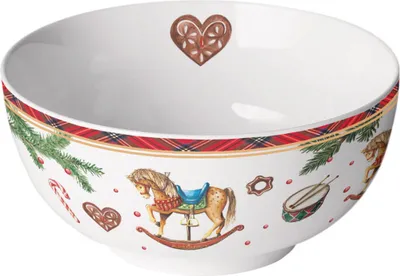 Image de Bol en porcelaine 14 x 6,5 cm avec motif cheval à bascule blanc