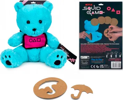 Produktbild von Squid Spiel Game Teddy Plüsch 25 cm Überraschungs-Dalgona-Karte Stofftier