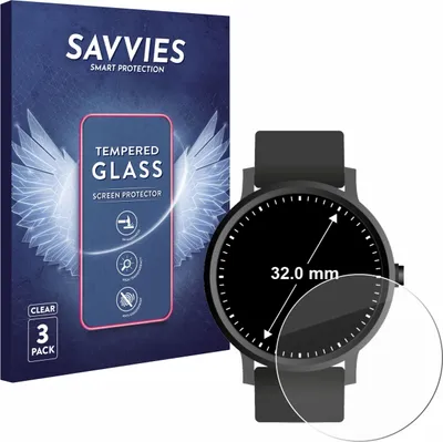 Produktbild von 3x Savvies Schutzglas für Armbanduhren (Kreisrund, ø: 32 mm) Displayschutz 9H Glas klar transparent
