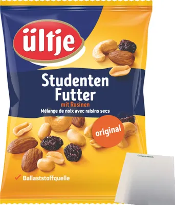 Produktbild von Ültje Studentenfutter mit Rosinen das original 1er Pack (1x200g Beutel) + usy Block
