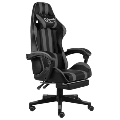 Image de vidaXL Chaise de jeu avec repose-pieds noir et gris similicuir