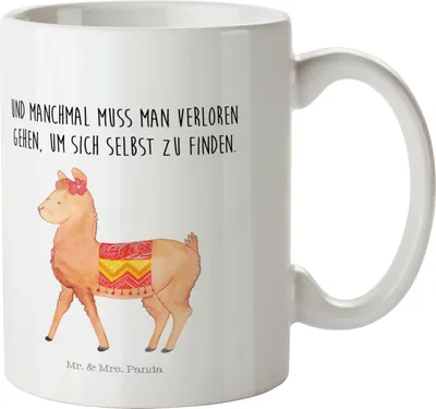 Produktbild von Mr. & Mrs. Panda Trinklernbecher Alpaka Stolz - Weiß - Geschenk, Henkelbecher, Haferl, Mehrwegbecher, Lama, Plastikbecher, Pott