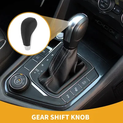 Image de Pommeau De Levier De Vitesse Automatique - Pommeau De Levier De Vitesses De Voiture - Pour Hyundai Tucson 2010-2014 Plastique Simili Cuir Noir Argenté - 1 Pc