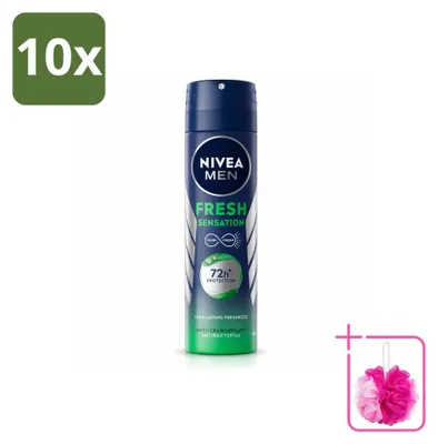 Imagen del producto de 10 aerosoles desodorantes NIVEA MEN Fresh Sensation - 150 ml - Paquete ahorro - 10 unidades