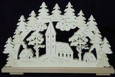Obrázek produktu pro Svíčkový oblouk s kostelíky a osvětlením ŠxVxH 50x32x7cm NOVINKA