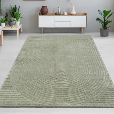 Immagine prodotto di Tappeto effetto altezza soggiorno con motivo ad arco in verde dimensioni - 120 x 170 cm