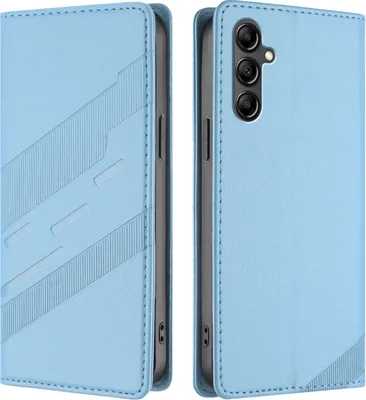 Produktbild von Hülle für Samsung Galaxy A15 5G/4G, Kunstleder Brieftaschen Handyhülle mit Kartenfach und Standfunktion Hellblau