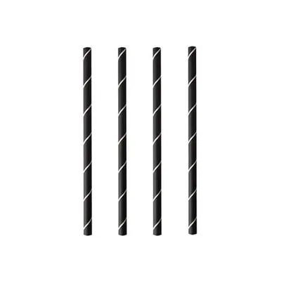 Produktbild von Papstar Cocktail Papierstrohhalme "pure" Ø 7 mm · 15 cm schwarz/weiß "Stripes" 16 x 250 Stück
