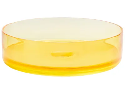 Produktbild von BELIANI Waschbecken Gelb Mineralwerkstoff Rund ⌀ 36 cm mit Klickverschluss Stöpsel Badezimmer Ausstattung Waschschale Waschtisch Aufsatzwaschbecken