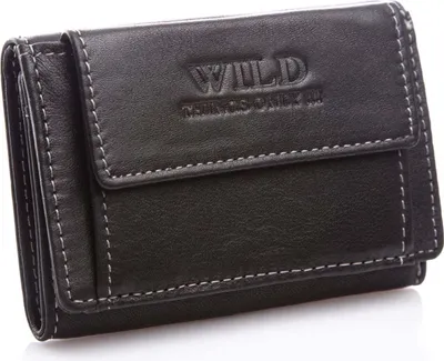 Zdjęcie produktu dla WILD Skórzany Mały Portfel Męski Skórzany Retro Vintage Czarny