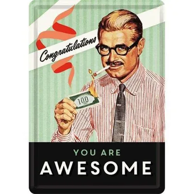 Zdjęcie produktu dla Pocztówka Metalowa 14 X 10 Cm You Are Awesome