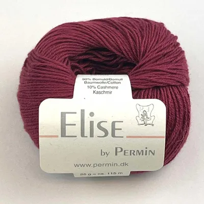 Zdjęcie produktu dla Elise by Permin – Luksusowa Włóczka Bawełna-Kaszmir (25g/115m) (32 czerwone wino)