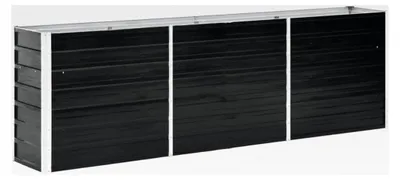 Produktbild von Rechteck-Hochbeet aus verzinktem Stahl 240 x 40 x 77 cm, Anthrazit, offener Boden, DIY Pflanzkasten für Blumen, Kräuter und Gemüse, Balkon, Terrasse oder Garten