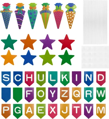 Produktbild von Oblique Unique Torten Kuchen Topper Aufsatz Zuckertüten + Sterne +  Buchstaben für Schuleinführung Einschulung Deko