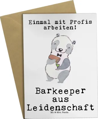 Produktbild von Mr. & Mrs. Panda Glückwunschkarte Barkeeper Leidenschaft - Weiß - Geschenk, Ausbildung, osterkarte, Grußkarten, Kurs, hochzeitskarten, glückwunschkarten, Bartender