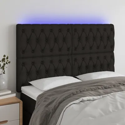 Zdjęcie produktu dla Zagłówek LED Living Store czarny 160x7x118/128 cm tkanina
