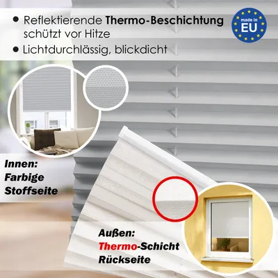 Produktbild von Premium Thermo Plissee lichtdurchlässig, Hellgrau, 95x160