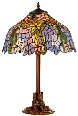 Produktbild von Casa Padrino Luxus Tiffany Tischlampe Braun / Mehrfarbig Ø 40 x H. 61 cm - Luxus Qualität