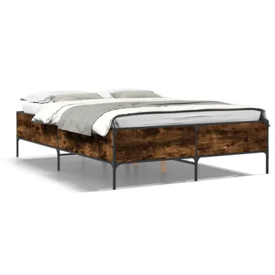 Obrázek produktu pro Rám postele z kouřového dubu 160x200 cm materiál na bázi dřeva a kovu