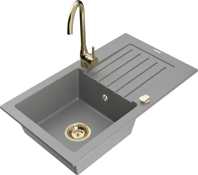 Produktbild von Mexen Pablo 1 Becken-Granitspüle mit Abtropffläche und Mischbatterie Telma, Grau - 6510-71-670200-50