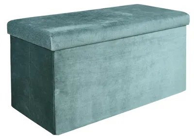 Image de Coffre de rangement banc pliable velours côtelé bleu