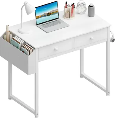 Produktbild von Computertisch weiß, 2 Schubladen, 80 x 40 x 79 cm, für Büro
