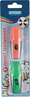Produktbild von 2 Mini Textmarker / Farbe: je 1x orange + grün