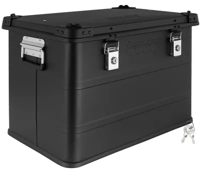 Image de Boîte en aluminium avec couvercle Noir 75 litres Boîte en métal Boîte de transport Boîte de rangement Verrouillable trucky