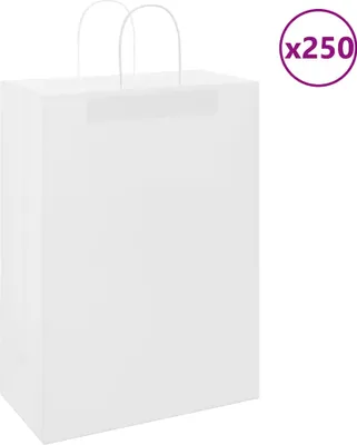 Zdjęcie produktu dla Torby papierowe 250 szt. z uchwytami białe 32x17x44 cm