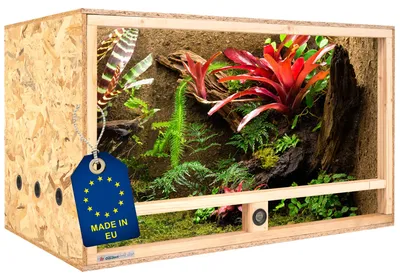 Produktbild von ITA Holz Terrarium 100х60х60 cm mit Seitenbelüftung & Integriertem Hygrometer - Holzterrarium aus OSB-3 Platten - Terrarien für Reptilien, Schlangen, Amphibien - EU Produkt,