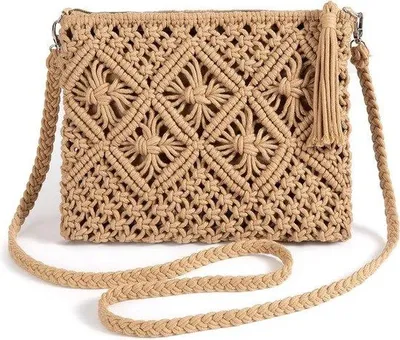 Produktbild von Sommer-Strandtasche aus Stroh, handgewebt, Damen, Reißverschluss