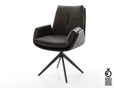 Produktbild von DELIFE Drehstuhl Clea-Flex Mikrofaser Anthrazit Vintage Kreuzgestell breit Schwarz 360° drehbar Wippfunktion