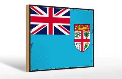 Produktbild von Holzschild Flagge Fidschi 30x20cm Retro Flag of Fiji